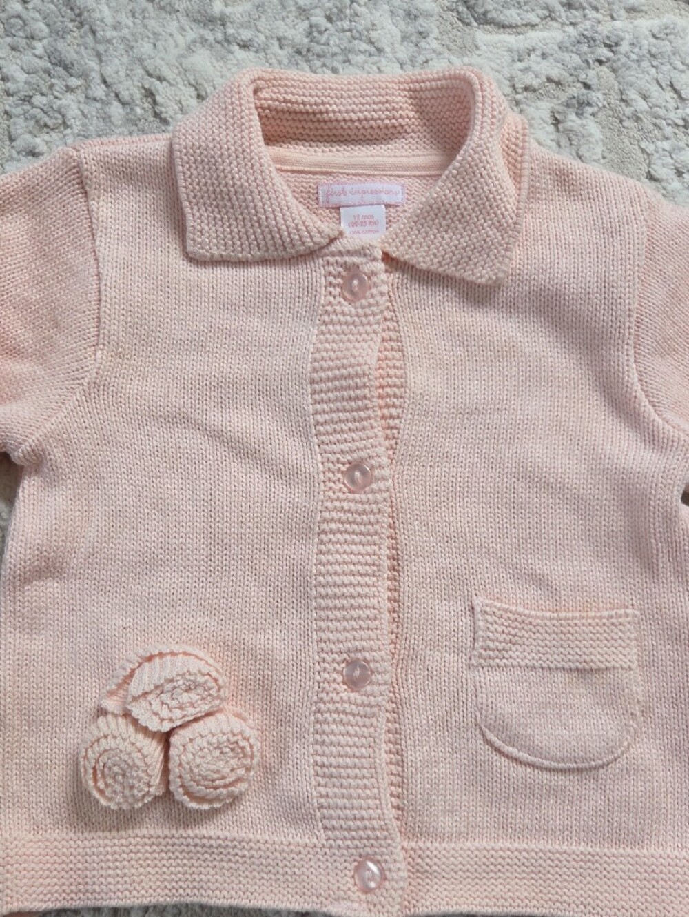 First Impressions Light Pink Knit Button-Up Cardigan Size 12 Months - Picture 3 of 5